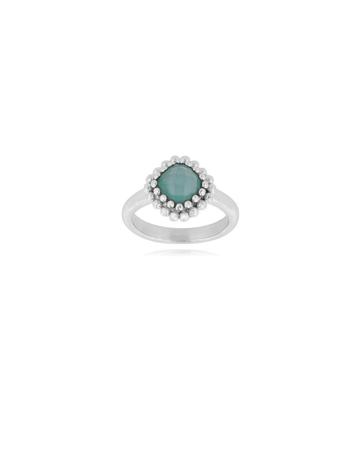 Silberring Rhombus 14x14 mm facettiert Fassung doppelreihig versetzt gepunktet Schiene 3 mm breit - Shanti Enterprise AG