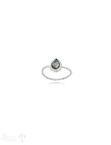 Silberring Tropfen 10x8 mm facettiert gepunktet Schiene 1,4 mm breit Silber 925