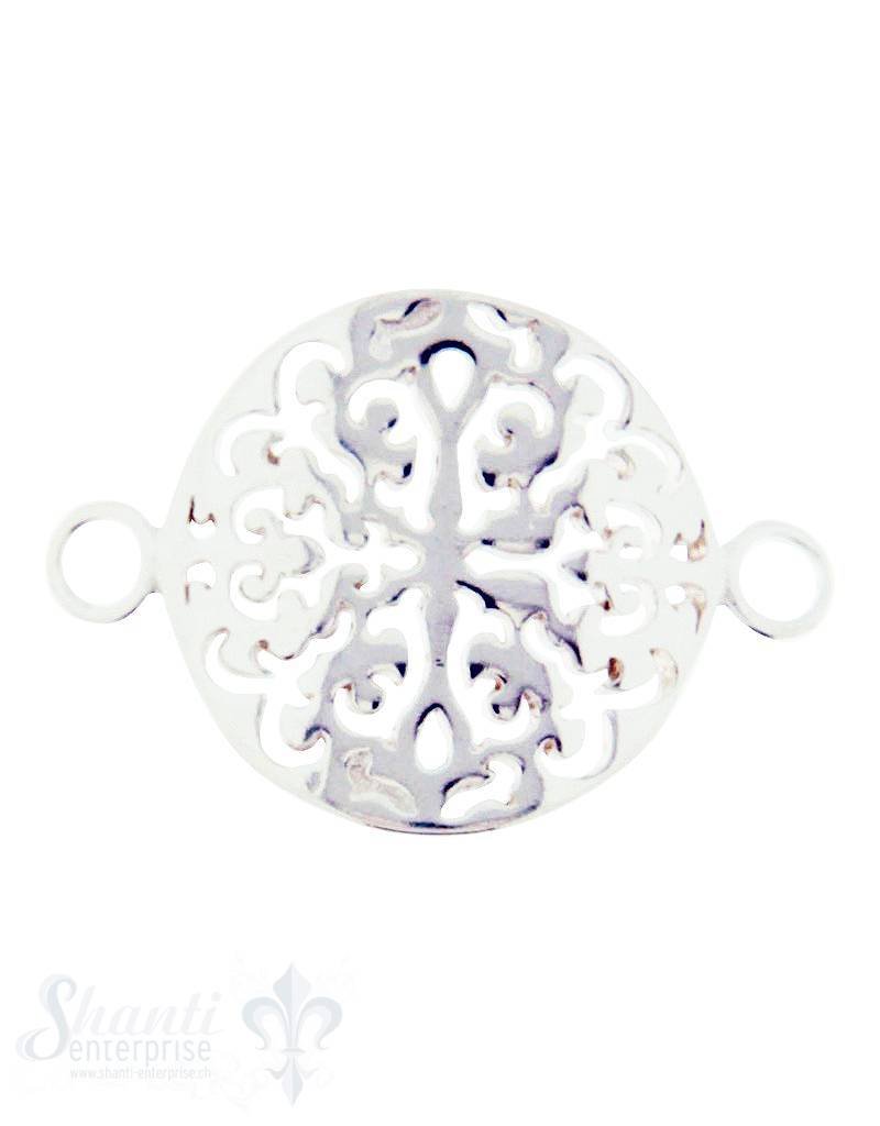 Silberteil mit Doppelösen: Amulett 24x18mm durchbrochen gebogen - Shanti Enterprise AG