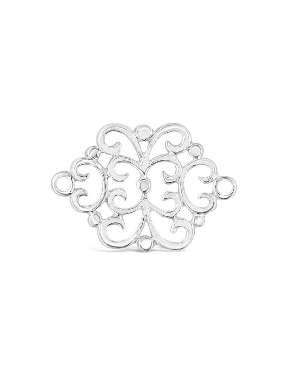 Silberteil mit Doppelösen Amulett Blumenmuster 21x28 mm durchbrochen - Shanti Enterprise AG