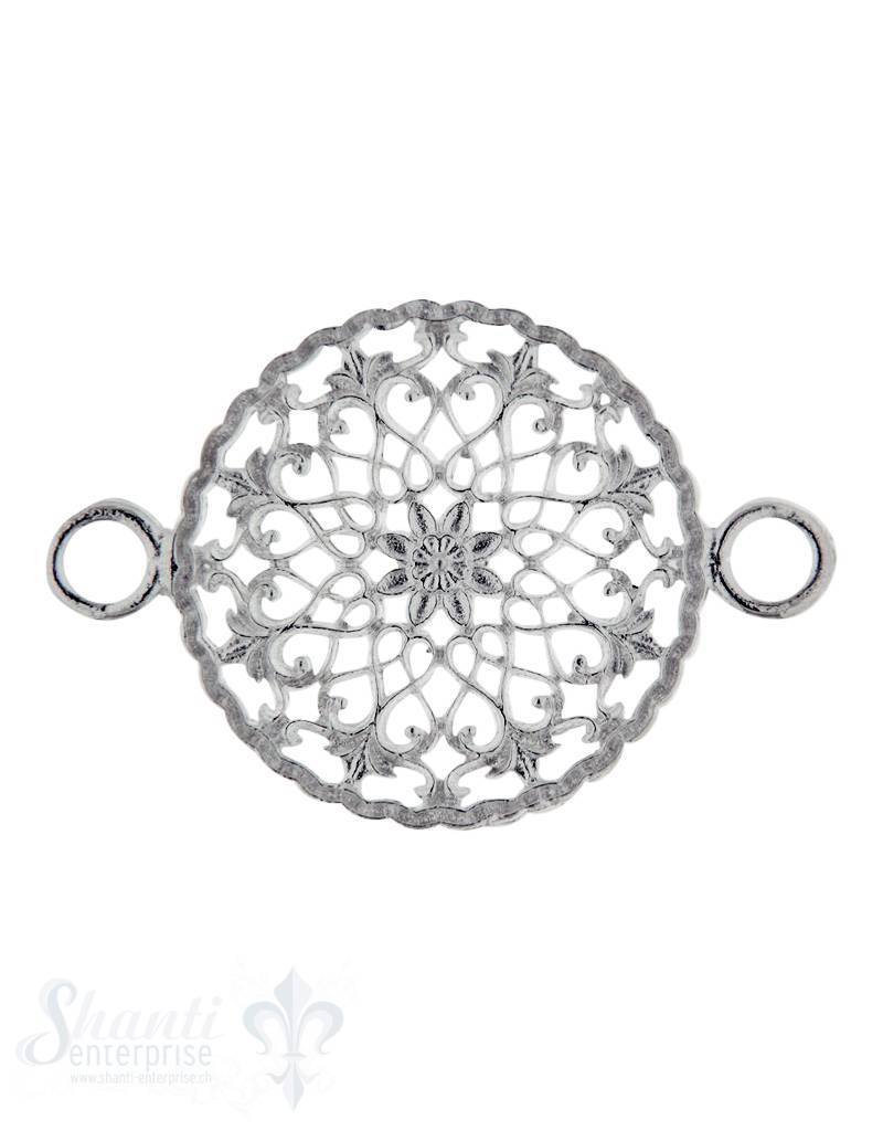 Silberteil mit Doppelösen: Amulett mit Blume 33x22 mm Dicke: 1.5mm - Shanti Enterprise AG