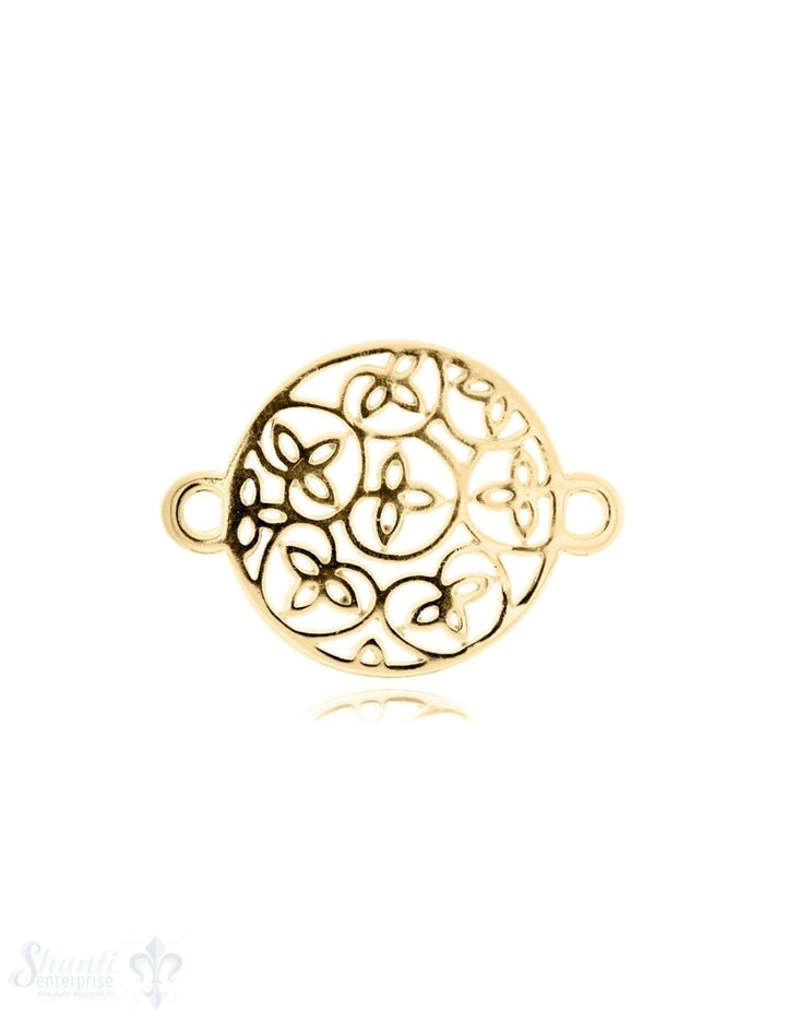 Silberteil mit Doppelösen: Amulett mit Blumenrank 27x20mm Dicke: 1.7 mm durchbrochen - Shanti Enterprise AG
