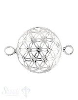 Silberteil mit Doppelösen: Blume des Lebens gewölb 16x11 mm