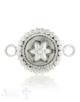 Silberteil mit Doppelösen: Blume Rand gezopft, gew lbt 27x18 mm Dicke: 2.00 mm
