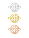 Silberteil mit Doppelösen: Blumenmuster durchbroche 26x20mm Dicke: 1.5 mm - Shanti Enterprise AG