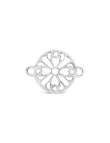 Silberteil mit Doppelösen: Blumenmuster durchbroche 26x20mm Dicke:  1.5 mm