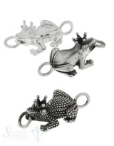 Silberteil mit Doppelösen Frosch mit Krone 43x23 mm