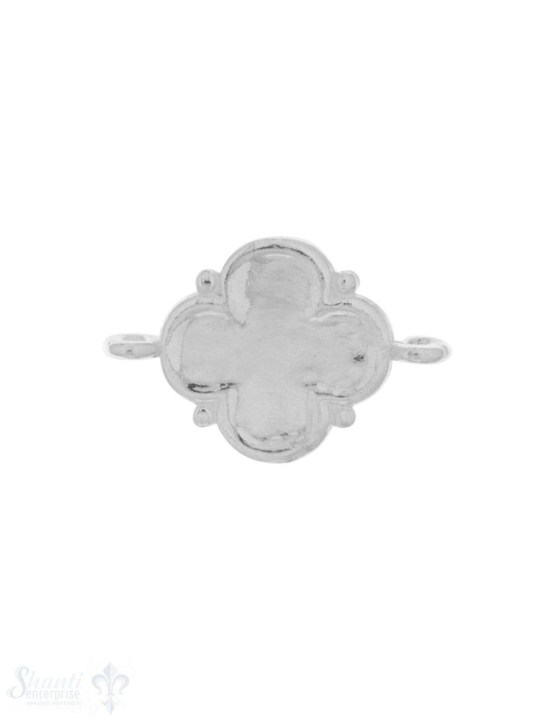 Silberteil mit Doppelösen hell Blume 4-blättrig mi t Punkten 22x14 mm - Shanti Enterprise AG