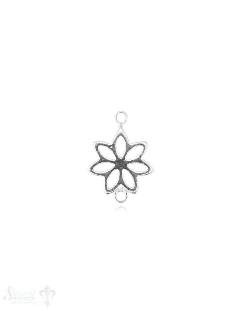 Silberteil mit Doppelösen hell Blume durchbrochen 17x12 mm 1 Pack = 3 Stk. - Shanti Enterprise AG