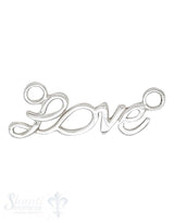 Silberteil mit Doppelösen Love 34x13 mm Dicke: 1.4mm