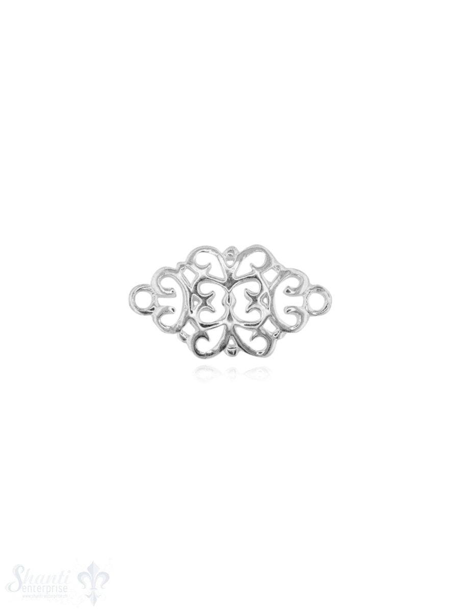 Silberteil mit Doppelösen Mandala durchbochen fein 17x9 mm 1 Pack = 2 Stück - Shanti Enterprise AG