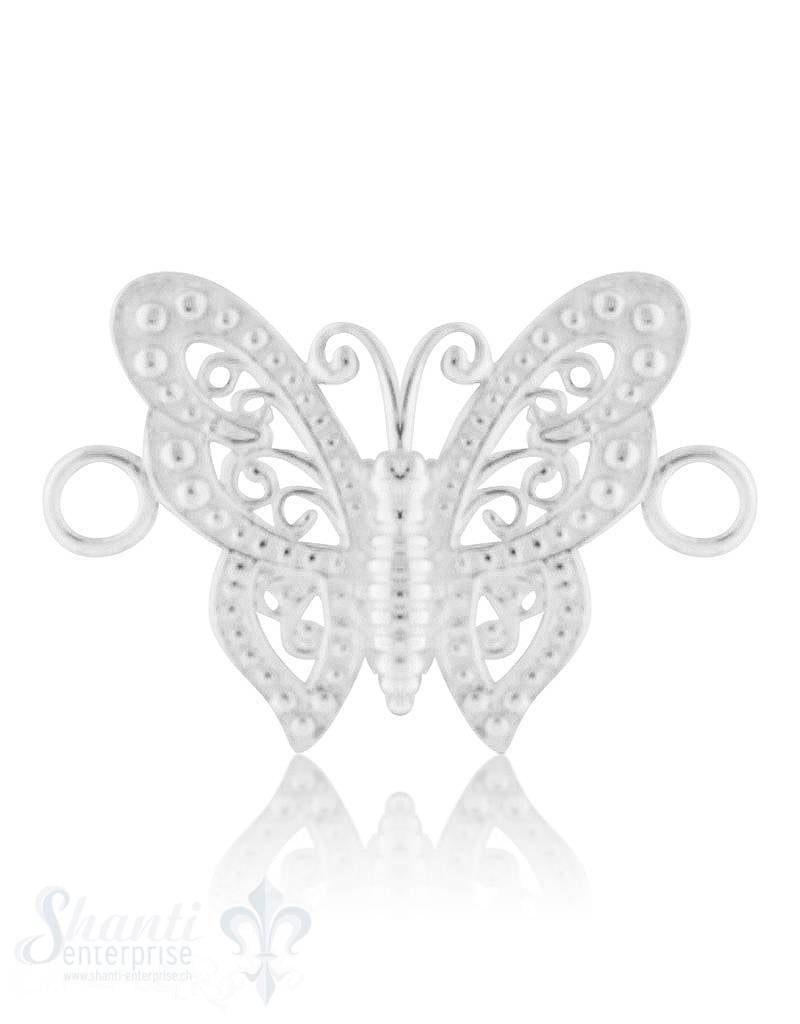 Silberteil mit Doppelösen Schmetterling mit Struktur 32x21 mm Dicke: 2,6mm - Shanti Enterprise AG