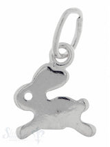 Silbertier: Hase flach poliert 9x7mm Dicke:0.8mm mit Öse 2 Stk. / Pack