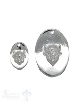 Silbertier: Plaquette oval mit Büffelkopf Dicke 1 mm