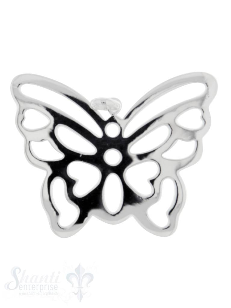 Silbertier: Schmetterlingt durchbrochen poliert 32x51 mm Dicke:1mm - Shanti Enterprise AG
