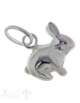 Silbertier: sitzender Hase  poliert 12x11 mm Dicke:5.5mm