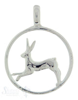 Silbertier: springender  Hase im Reif  poliert 28 mm Dicke:3mm