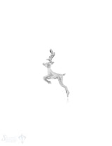 Silbertier: springender  Hirsch poliert 30x22mm  Dicke: 5mm