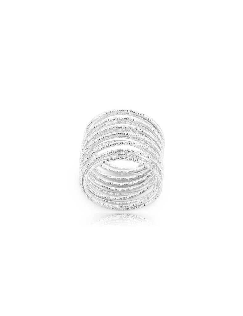 Spiralen Ring 1mm 12-reihig federnd leicht verziert ca.12 mm breit Silber 925 ec - Shanti Enterprise AG