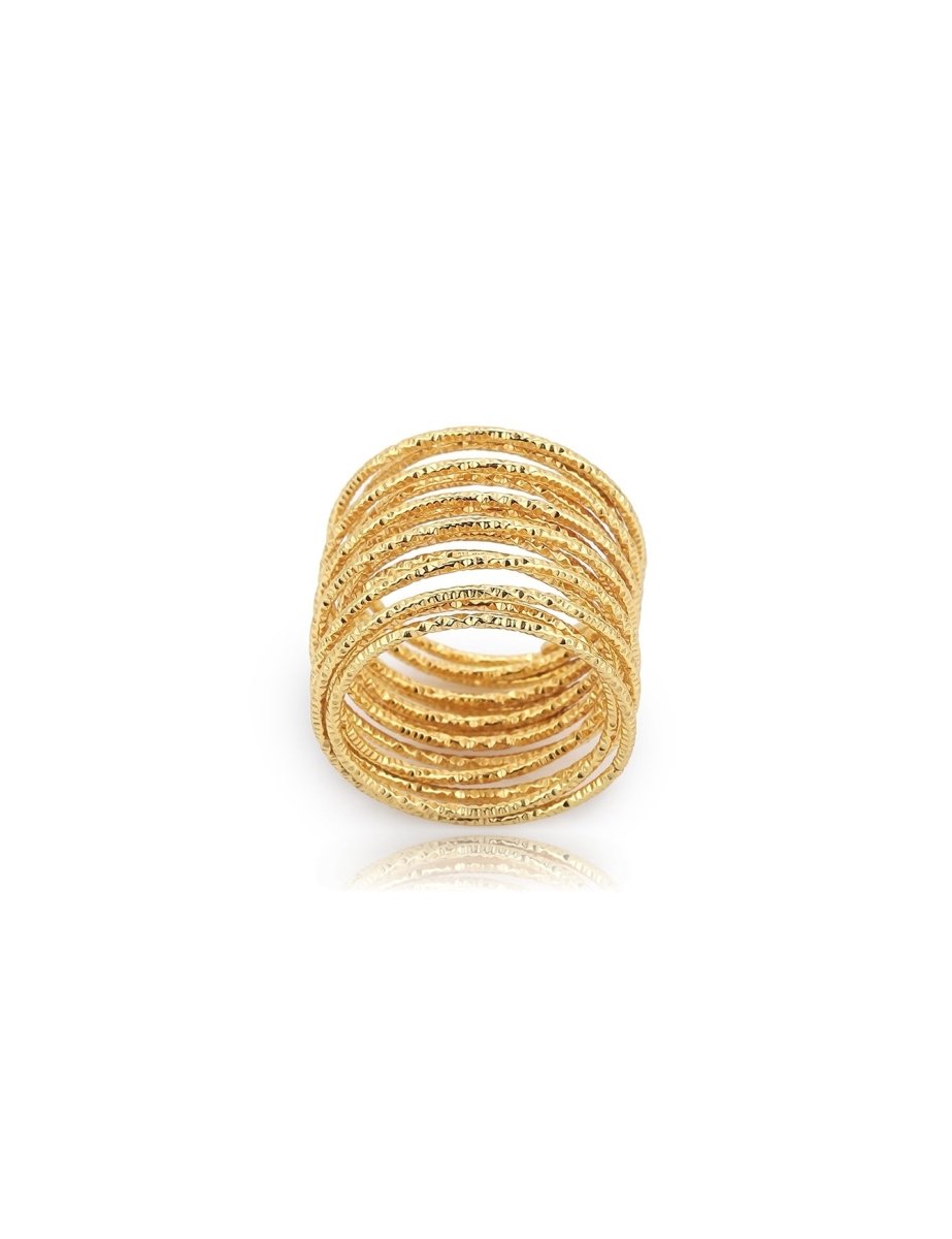Spiralen Ring 1mm 12-reihig federnd leicht verziert ca.12 mm breit Silber 925 ec - Shanti Enterprise AG
