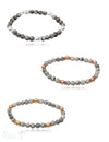Steinarmband 6 mm mit Silberkugeln und Buttons verziert 18 cm auf Elast - Shanti Enterprise AG