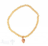 Swarovskiarmband gelb mit Herzanhänger rose vergol Buttons 4 mm fac., 18 cm