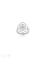 Symbol Yijing Silberring 18x15 mm durchbrochen gebogen  Schiene 3 mm breit (= Wandlung) Silber 925 poliert