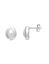 Tropfen Ohrstecker: Fassettierter Stein in poliertem Silber 925, Masse 9 x 11 mm