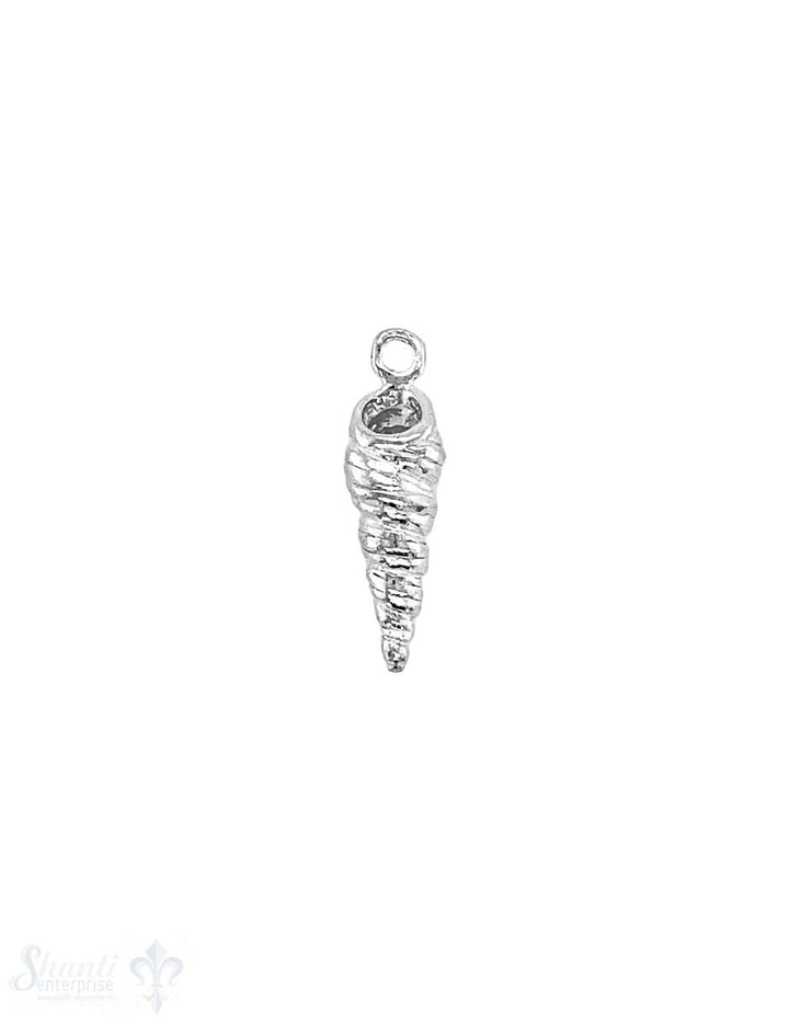 Turmschnecke Anhänger Silber 22x6 mm gerillt Oese fix - Shanti Enterprise AG