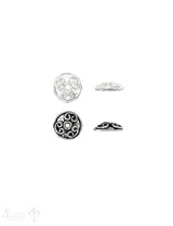 verzierte Perlkappe 11x3 mm Brezel verziert flach Silber 925 ID 1.2 mm 1 Pack = 8 Stk. ca. 5 gr.