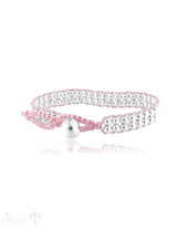 Viskose Armband 7,3 mm breit Silber mit Knopfverschluss verstellbar 17,5 / 19 cm