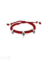 Viskose Armband mit 3 Totenköpfen Silber 5.5 mm breit verstellbar
