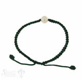 Viskose-Armband mit Perle: dunkelgrün 1-reihig, Grösse verstellbar
