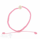 Viskose-Armband mit Perle: rosa 1-reihig, Grösse verstellbar