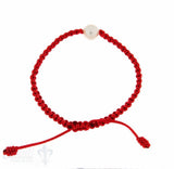 Viskose-Armband mit Perle: rot 1-reihig, Grösse verstellbar