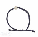Viskose-Armband mit Perle:dunkelblau 1-reihig, Grösse verstellbar