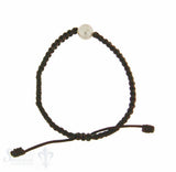 Viskose-Armband mit Perle:dunkelbraun 1-reihig, Grösse verstellbar