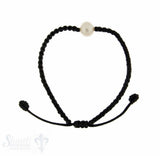 Viskose-Armband mit Perle:schwarz 1-reihig, Grösse verstellbar