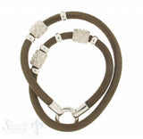 Wildlederarmband m. 9 Si-Teilen khaki D: 5 mm, L: 39 cm Klickschloss