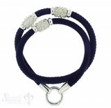 Wildlederarmband m. 9 Si-Teilen nachtblau D: 5 mm, L: 39 cm Klickschloss