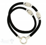 Wildlederarmband m. 9 Si-Teilen schwarz D: 5 mm, L: 39 cm Klickschloss