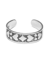 Zehenring Silber geschwärzt mit Herzen ID 14 mm grössenverstellbar