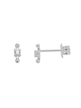 Zirkonia weiss Quadrat mit Steg Ohrstecker 6x2.5 mm mit Punkten
