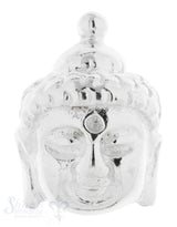 Zwischenteil Silber Buddhakopf 13x10 mm hell massiv Loch 0.6 mm quer