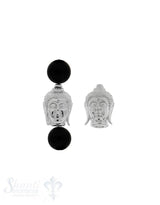 Zwischenteil Silber Buddhakopf 14x10 mm hell Haare gepunktet Loch 0.8 mm längs