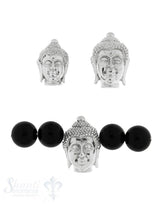 Zwischenteil Silber Buddhakopf hell massiv Loch quer