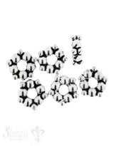 Zwischenteil Silber flach Tupfen versetzt 8 mm geschwärzt Loch ID2,3 mm 1 Pack = 3 Stk. ca. 2.5 gr.