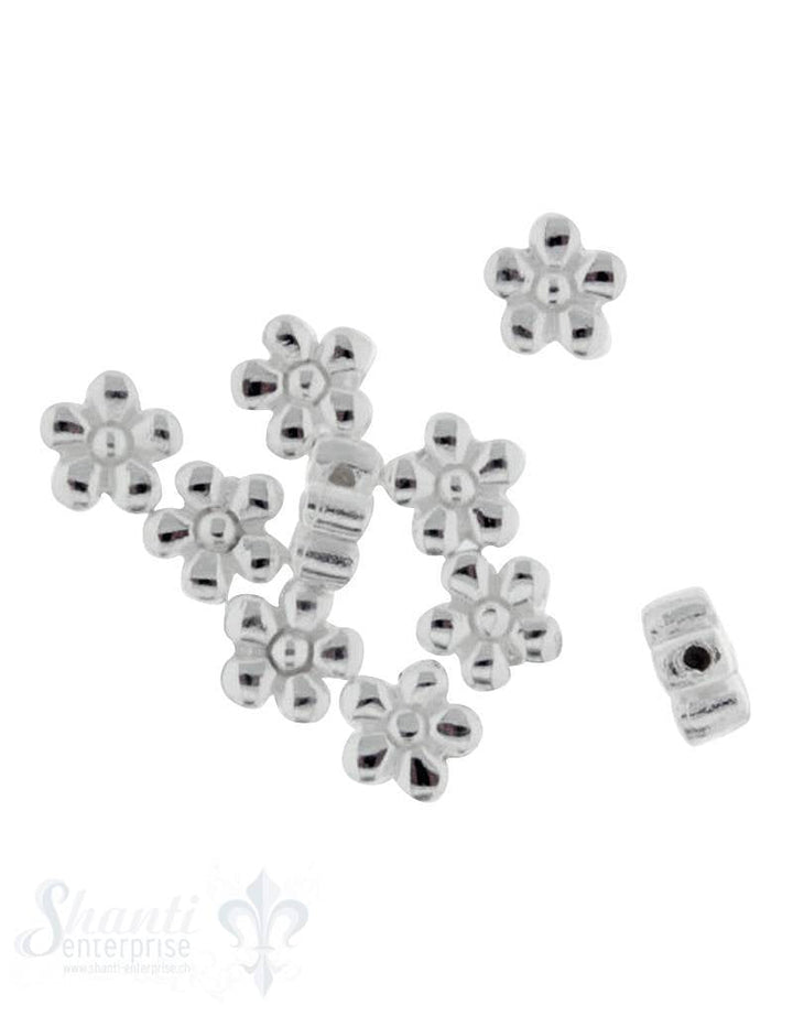 Zwischenteil Silber flachBlume 5-blättrig 6 mm ID 0.5 mm 1 Pack = 10 Stk. ca. 6 gr. - Shanti Enterprise AG
