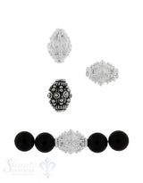 Zwischenteil Silber Navette verziert 13x10 mm Loch 1.9 mm 1 Pack = 3 Stk. ca. 7 gr.