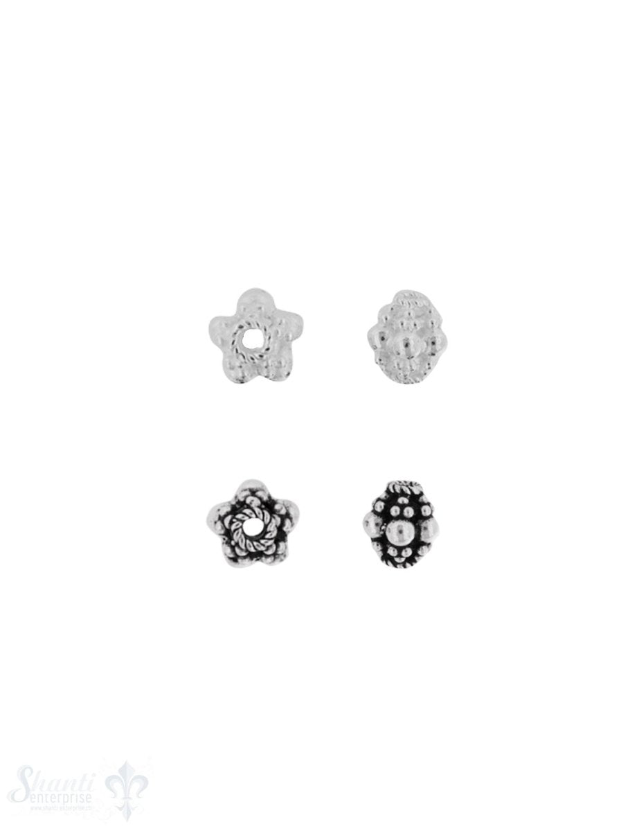 Zwischenteil Silber Navette verziert 8x 7 mm Loch 1.5 mm Pack = 4 Stk. - Shanti Enterprise AG